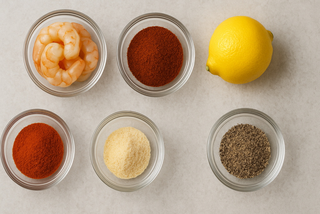 Ingredients for the rub for the shrimp in Lemon-Ancho Chili Shrimp with Korean Glass Noodles