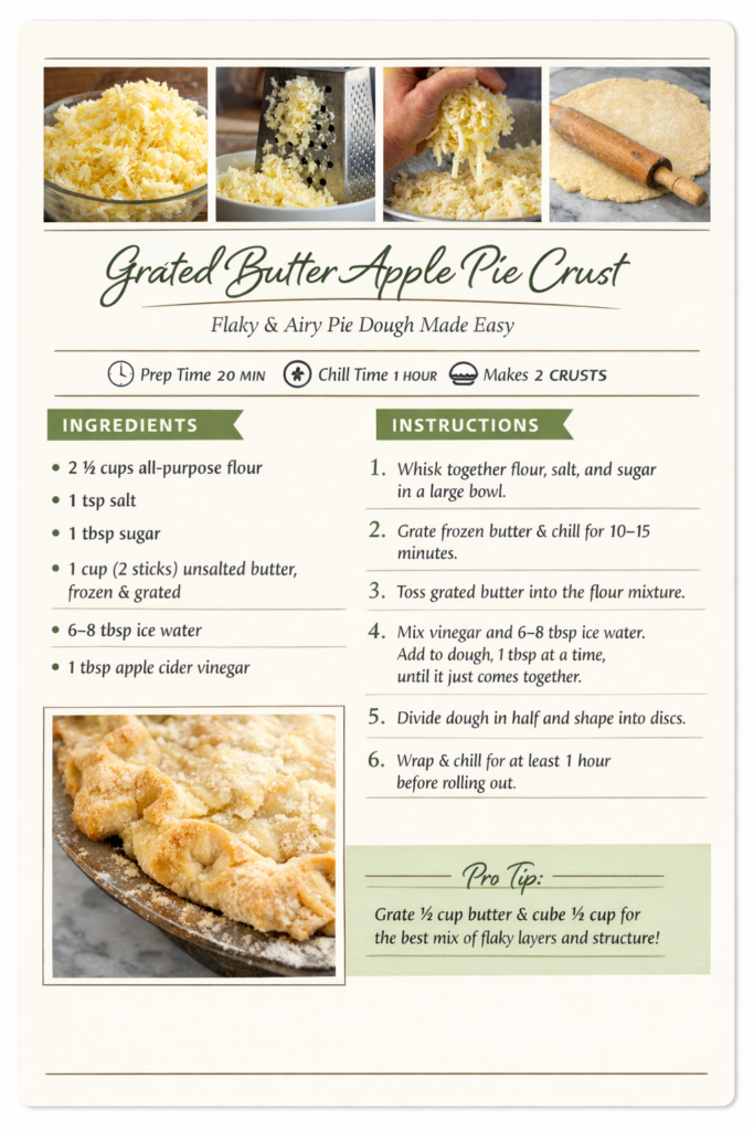 Grated Butter Apple Pie Crust Recipe Card