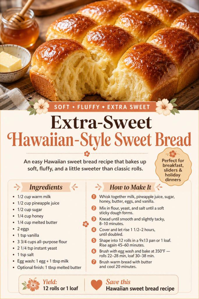 Hawaiian sweet bread recipe card